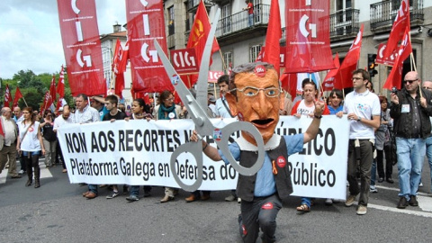 Una manifestación contra los recortes de Feijóo en educación. /CIG