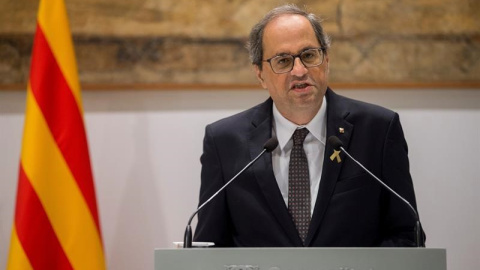 El president de la Generalitat, Quim Torra, en declaració institucional / EFE Quique Garcia