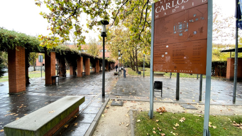 (22/11/2019) Cartel con el mapa del campus de Getafe de la Universidad Carlos III de Madrid (Archivo).