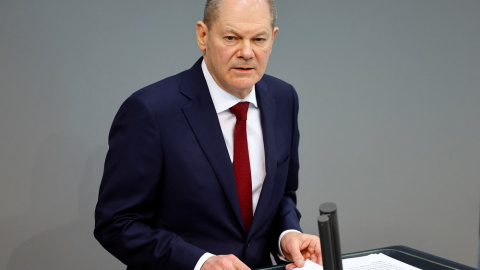 Olaf Scholz durante una intervención en el parlamento alemán.