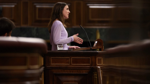 07/06/2022 La ministra de Igualdad, Irene Montero, defiende en la tribuna la Ley Orgánica de Garantías de la Libertad Sexual que se aprueba hoy durante una sesión plenaria en el Congreso de los Diputados, a 26 de mayo de 2022, en Madrid (España).