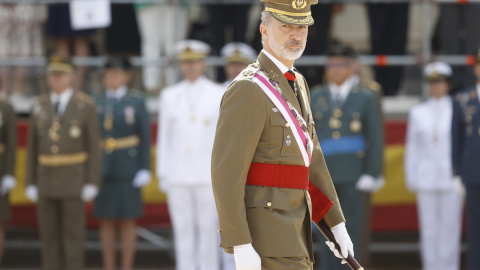 14/06/2022.- El rey Felipe VI preside el capítulo de la Real y Militar Orden de San Hermenegildo, este martes, en el Monasterio de San Lorenzo de El Escorial. EFE/ Juan Carlos Hidalgo