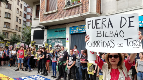 Concentración antitaurina en Bilbao el pasado mes de agosto.