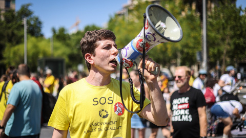 09/06/2022 - Una imatge de la manifestació dels docents d'aquest dijous al centre de Barcelona.