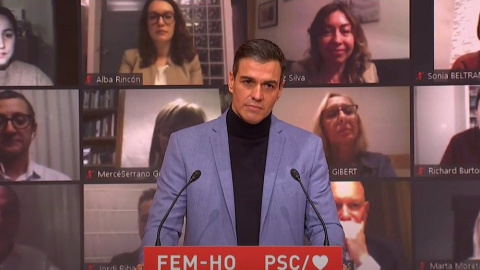 El presidente del Gobierno central, Pedro Sánchez, en el acto de inicio de campaña del PSC para el 14-F. E.P.