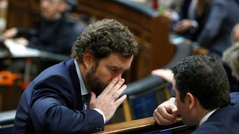 El portavoz de Vox en el Congreso, Iván Espinosa de los Monteros, junto al secretario general del PP, Teodoro García Egea.