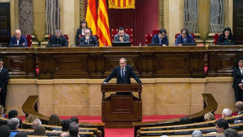 El president de la Generalitat, Quim Torra, durant el debat de política general. EFE/Quique García