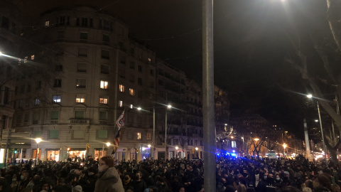 Manifestació a Barcelona en suport al raper Pablo Hasel.