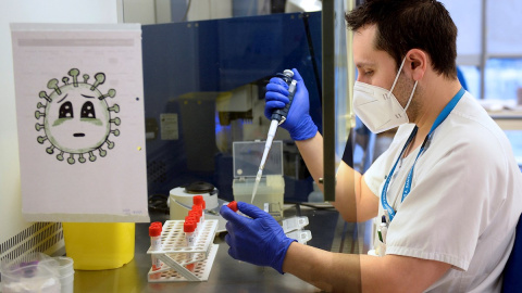 Un técnico de laboratorio del Hospital Pío del Rio Hortega de Valladolid, analiza pruebas PCR.