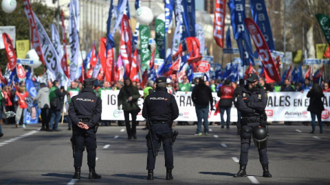 Imagen de una protesta de funcionarios de prisiones en Madrid en febrero de este año. - EFE