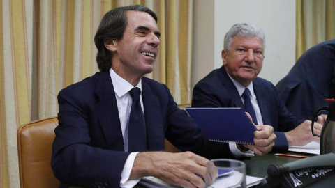 El expresidente del Gobierno José María Aznar durante su comparecencia en el Congreso. (JUAN CARLOS HIDALGO | EFE)