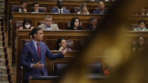 22/06/2022.- El presidente del Gobierno, Pedro Sánchez durante la sesión de control al Gobierno en el Congreso de los diputados este miércoles. EFE/ Emilio Naranjo