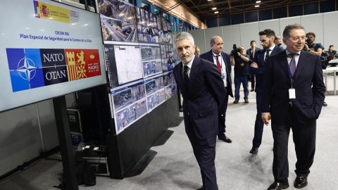 27/06/2022. El ministro del Interior, Fernando Grande-Marlaska, visita las instalaciones del Centro de Coordinación (CECOR), donde se lleva a cabo el dispositivo de seguridad de la Cumbre de la OTAN, a 27 de junio de 2022, en Madrid.