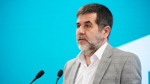 El secretari general de JxCat, Jordi Sànchez, en roda de premsa a la seu del partit.