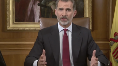 El rey Felipe VI durante su discurso televisado el 3 de octubre de 2017.