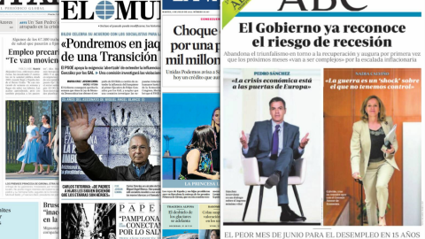 Imagen combinada de las portadas de 'El País', 'ABC', 'La Vanguardia' y 'El Mundo'.