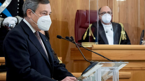 El primer ministro italiano Mario Draghi asistiendo a la ceremonia de apertura del año judicial 2021.