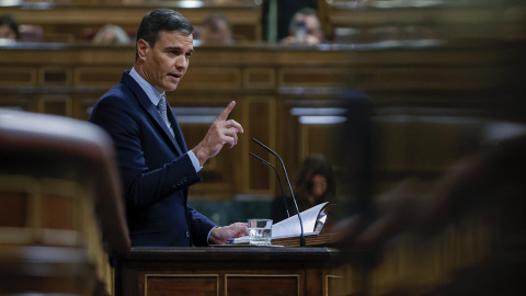 12/07/2022. El presidente del Gobierno, Pedro Sánchez, interviene durante el debate sobre el estado de la nación que comienza este martes en el Congreso, a 12 de julio de 2022.