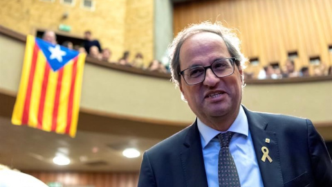 El president de la Generalitat, Quim Torra, a la Universitat de Ginebra. EFE