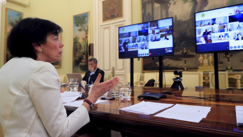 La ministra de Educación, Isabel Celaá, durante la Conferencia Sectorial de Educación por videoconferencia, en una imagen de archivo.