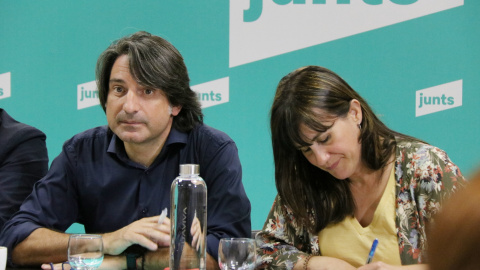 Els vicepresidents de Jxcat Francesc de Dalmases i Aurora Madaula en la reunió de l'executiva del partit.