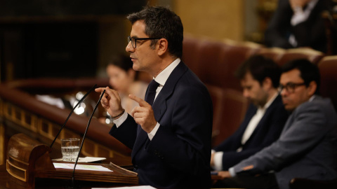 El ministro de la Presidencia, Relaciones con las Cortes y Memoria Democrática, Félix Bolaños, durante su intervención para defender la ley de memoria democrática este jueves 14 de julio de 2022.