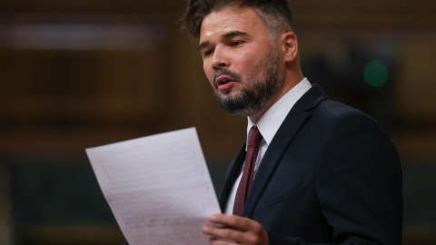 El portavoz parlamentario de ERC, Gabriel Rufián, interviene durante el debate sobre el estado de la nación que comienza este martes en el Congreso.