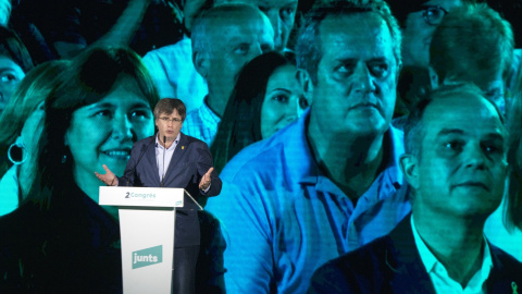 Carles Puigdemont durante un Congreso de su partido en Argelès-sur-Mer, Pirineos orientales, Occitania, (Francia), a 4 de junio de 2022.