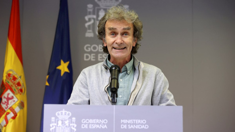 El director del Centro de Coordinación de Alertas y Emergencias Sanitarias del Ministerio de Sanidad, Fernando Simón, durante la rueda de prensa ofrecida este jueves en Madrid para dar a conocer los últimos datos de la evolución de la pandemia de la c