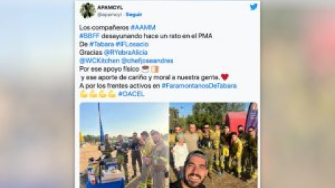 "Lo que no hace la Junta de Castilla y León lo tiene que hacer el chef José Andrés": aplausos a la iniciativa con los brigadistas contra el fuego