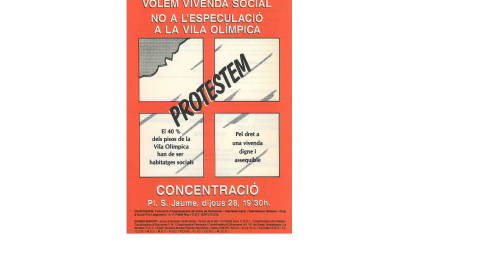 Cartell de la manifestació de 1990 contra el model projectat per la Vila Olímpica.