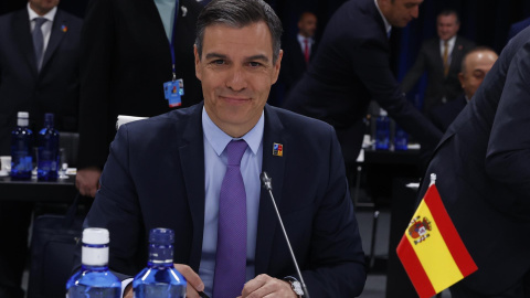 El presidente del Gobierno, Pedro Sánchez, en la segunda jornada de la cumbre de la OTAN que se celebra este jueves en el recinto de Ifema, en Madrid.