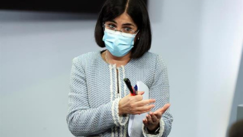 La Ministra de Sanidad, Carolina Darias, ofrece una rueda de prensa al término del Consejo Interterritorial que se ha celebrado en el Palacio de la Moncloa, este miércoles en Madrid