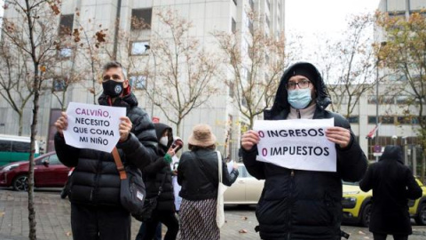 Una protesta de empresarios y trabajadores del ocio nocturno en Madrid.