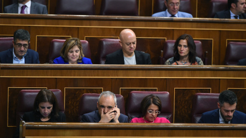 La bancada socialista durante el pleno del Congreso. EFE/FERNANDO VILLAR