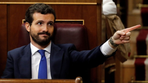 El líder del PP, Pablo Casado, en el Congreso.