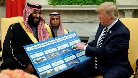 El príncipe heredero de Arabia Saudí, Mohamed bin Salman, durante una visita a la Casa Blanca. (REUTERS)