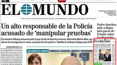 Portada del diario El Mundo del 4 de febrero de 2015