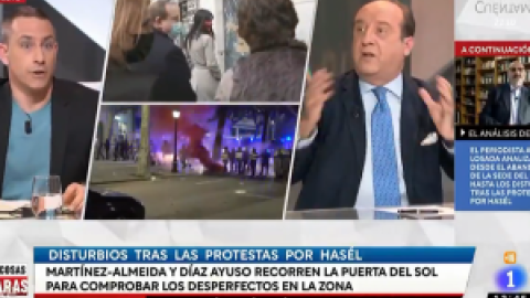 Un tertuliano de TVE compara las manifestaciones de apoyo a Hasél con la noche de los cristales rotos y remata: "Los alemanes estaban muy jodidos con los judíos"