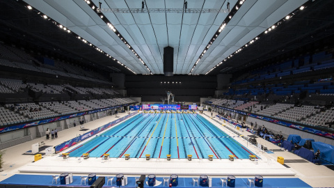 Imagen de archivo del Centro Acuático de Tokio, sede  para la competición de natación en los Juegos Olímpicos de Tokio.