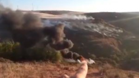 Un helicóptero se estrella en el incendio de Humanes cuando trabajaba en las labores de extinción