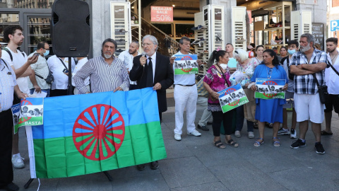 Protestas contra los ataques antigitanos en Peal de Becerro (Jaén), en la Puerta del Sol, a 28 de julio de 2022.