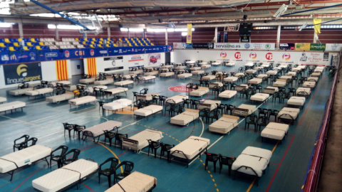 L'interior de l'hospital de campanya d'Igualada, que finalment no es va fer servir.