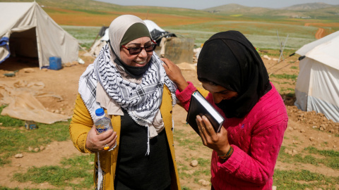 9/03/2021. Manifestantes participan en una reunión en apoyo de los derechos de las mujeres palestinas en la Cisjordania ocupada por Israel. - Reuters