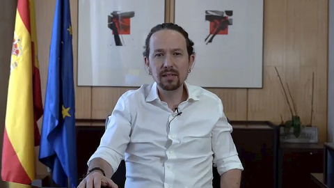 Un momento del vídeo en el que Pablo Iglesias ha anunciado su intención de salir del Ejecutivo para presentarse como candidato a las elecciones en Madrid.