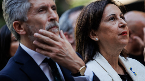 02/08/2022 El ministro de Interior, Fernando Grande-Marlaska, y la ministra de Defensa, Margarita Robles, durante la celebración del LXXII Aniversario de la Declaración Schuman con motivo del Día de Europa, en el Senado, a 9 de mayo de 2022