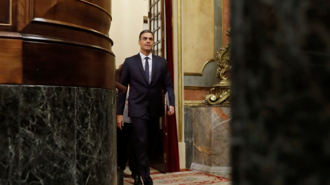 El presidente del Gobierno, Pedro Sánchez, entra en el Hemiciclo del  Congreso de los Diputados. EFE/Juan Carlos Hidalgo