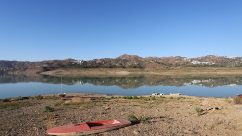 09/08/2022 El pantano de La Viñuela situado en el término de Vélez Málaga se acerca a sus cifras mínimas históricas donde el embalse se encuentra al 12% de su capacidad