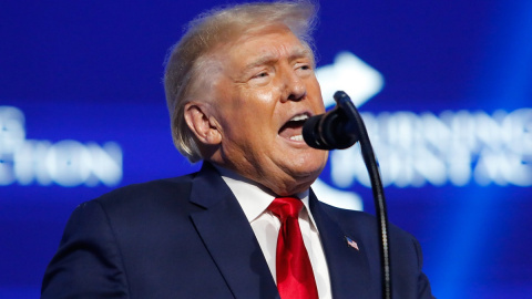 El expresidente de los Estados Unidos, Donald Trump, habla durante la octava Cumbre de Acción Estudiantil anual de Turning Point USA en el Centro de Convenciones de Tampa en el centro de Tampa.(23/07/22)