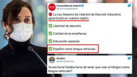 Ayuso dice que garantizará el español como lengua vehicular en Madrid y desata el cachondeo